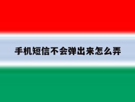 手机短信不会弹出来怎么弄