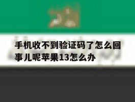 手机收不到验证码了怎么回事儿呢苹果13怎么办