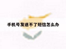 手机号发送不了短信怎么办
