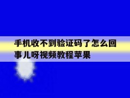 手机收不到验证码了怎么回事儿呀视频教程苹果