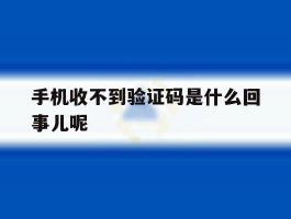 手机收不到验证码是什么回事儿呢