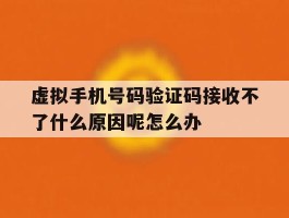 虚拟手机号码验证码接收不了什么原因呢怎么办