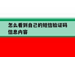 怎么看到自己的短信验证码信息内容
