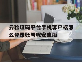 云验证码平台手机客户端怎么登录账号呢安卓版
