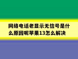网络电话老显示无信号是什么原因呢苹果13怎么解决