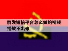 群发短信平台怎么做的视频播放不出来