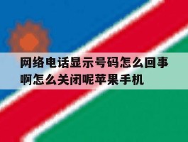 网络电话显示号码怎么回事啊怎么关闭呢苹果手机