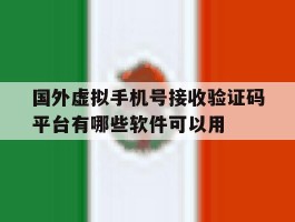 国外虚拟手机号接收验证码平台有哪些软件可以用