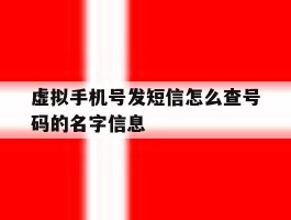 虚拟手机号发短信怎么查号码的名字信息