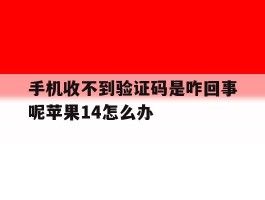 手机收不到验证码是咋回事呢苹果14怎么办