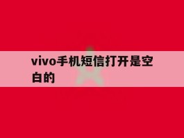 vivo手机短信打开是空白的