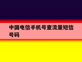 中国电信手机号查流量短信号码