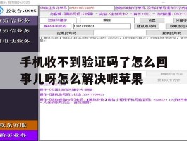 手机收不到验证码了怎么回事儿呀怎么解决呢苹果