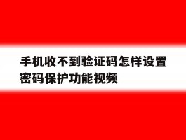 手机收不到验证码怎样设置密码保护功能视频