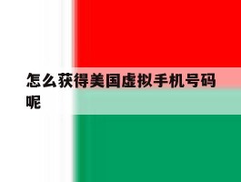 怎么获得美国虚拟手机号码呢