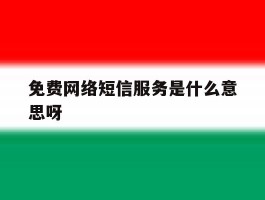 免费网络短信服务是什么意思呀