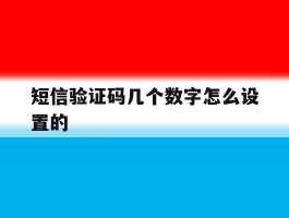 短信验证码几个数字怎么设置的