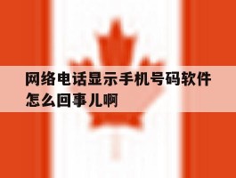 网络电话显示手机号码软件怎么回事儿啊