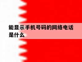 能显示手机号码的网络电话是什么