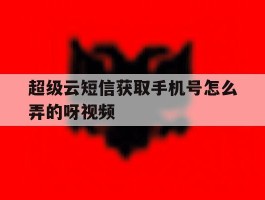 超级云短信获取手机号怎么弄的呀视频