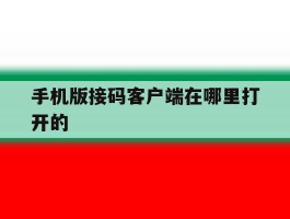 手机版接码客户端在哪里打开的