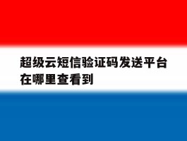 超级云短信验证码发送平台在哪里查看到