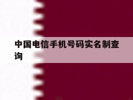 中国电信手机号码实名制查询