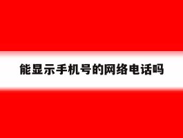 能显示手机号的网络电话吗