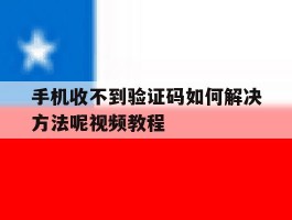 手机收不到验证码如何解决方法呢视频教程