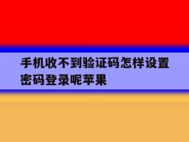 手机收不到验证码怎样设置密码登录呢苹果