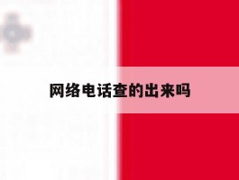 网络电话查的出来吗