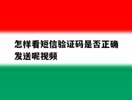 怎样看短信验证码是否正确发送呢视频