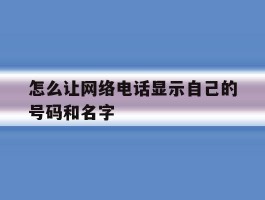 怎么让网络电话显示自己的号码和名字