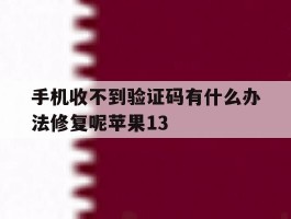 手机收不到验证码有什么办法修复呢苹果13