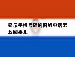 显示手机号码的网络电话怎么回事儿