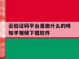 云验证码平台是做什么的呀知乎视频下载软件