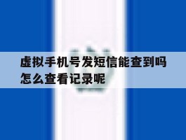 虚拟手机号发短信能查到吗怎么查看记录呢