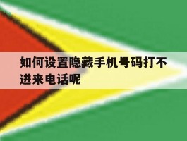 如何设置隐藏手机号码打不进来电话呢