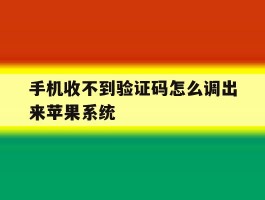 手机收不到验证码怎么调出来苹果系统