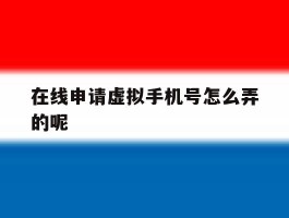 在线申请虚拟手机号怎么弄的呢