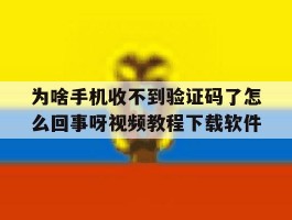 为啥手机收不到验证码了怎么回事呀视频教程下载软件