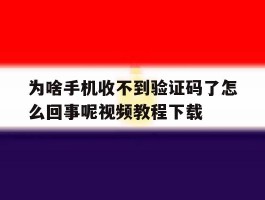 为啥手机收不到验证码了怎么回事呢视频教程下载
