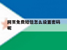 网页免费短信怎么设置密码呢
