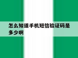 怎么知道手机短信验证码是多少啊