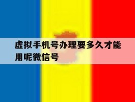 虚拟手机号办理要多久才能用呢微信号