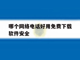 哪个网络电话好用免费下载软件安全