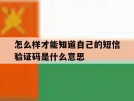 怎么样才能知道自己的短信验证码是什么意思