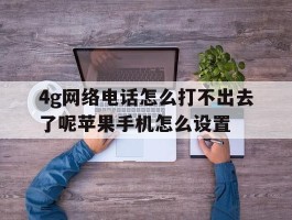 4g网络电话怎么打不出去了呢苹果手机怎么设置