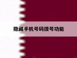 隐藏手机号码拨号功能