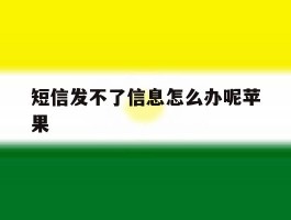 短信发不了信息怎么办呢苹果